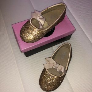 Gold Sparkle Flats - Toddler Girl